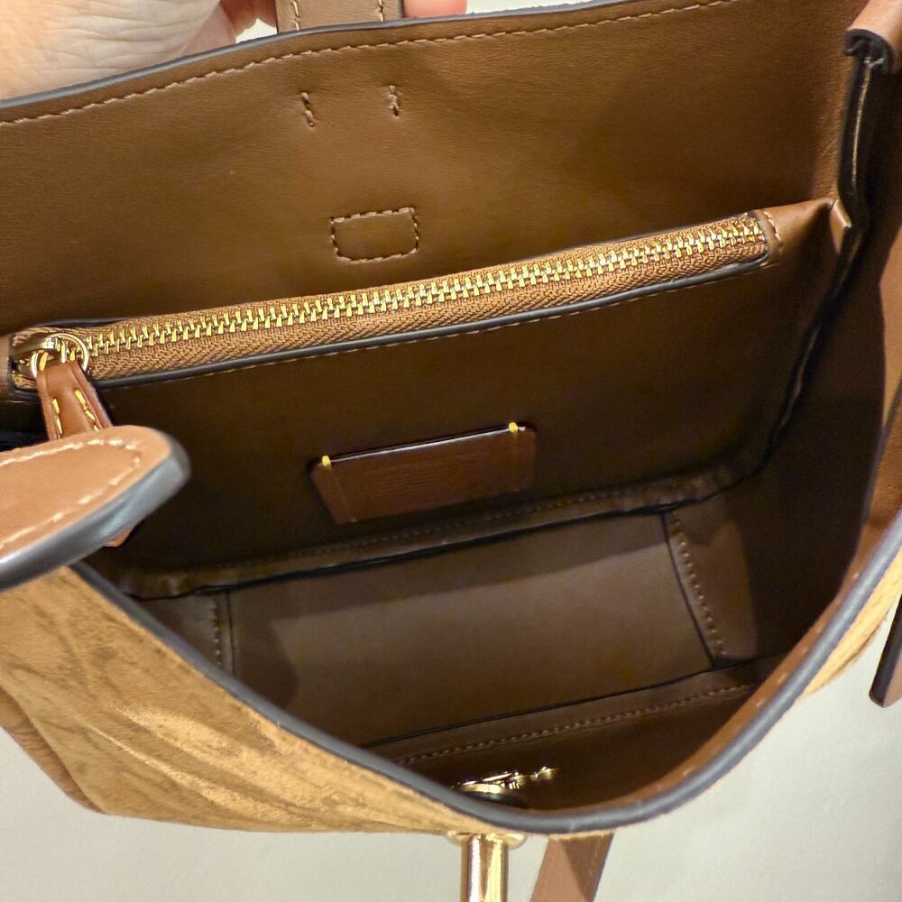 Coach Hadley Mini Crossbody Bag In Signature Suede CCE16, suede/Im/Caramel NWT - Picture 11 of 15